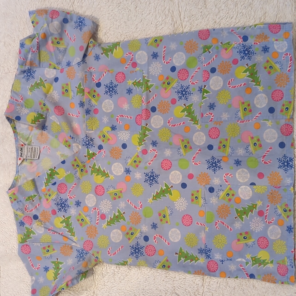 Christmas scrub top
